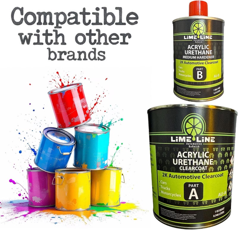 LiME LiNE 2K Clear Coat - 1.25 Quart Automotive Paint Kit with Hardener - 4:1 Mix Ratio, High Gloss Top Coat for Cars, Trucks, and Motorcycles - Image 5